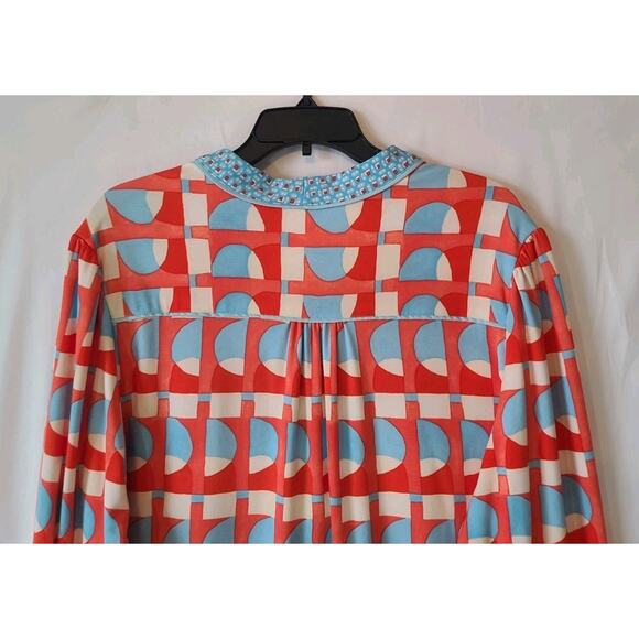 J. McLaughlin Women's Blue Red Eclipse Emer Puff Sleeve Dress XL - Picture 8 of 8